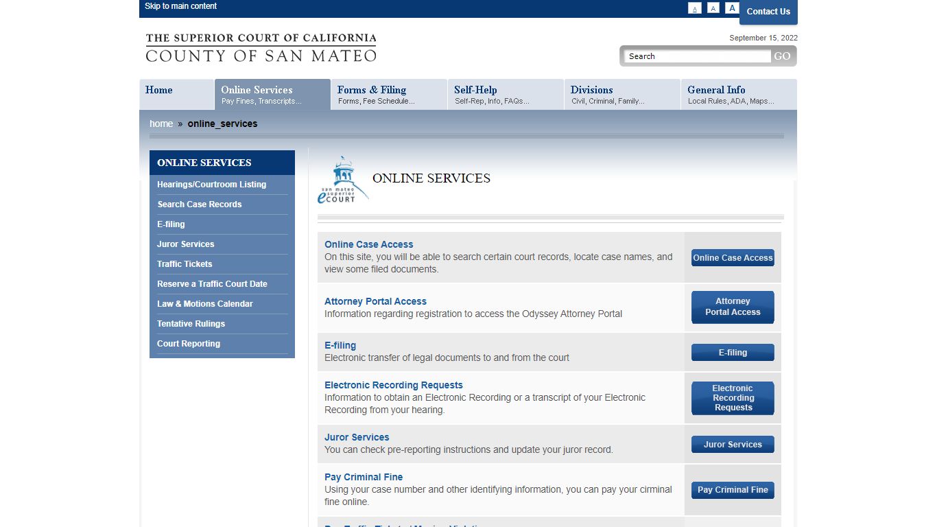 Online Services - The Superior Court of California, County of San Mateo