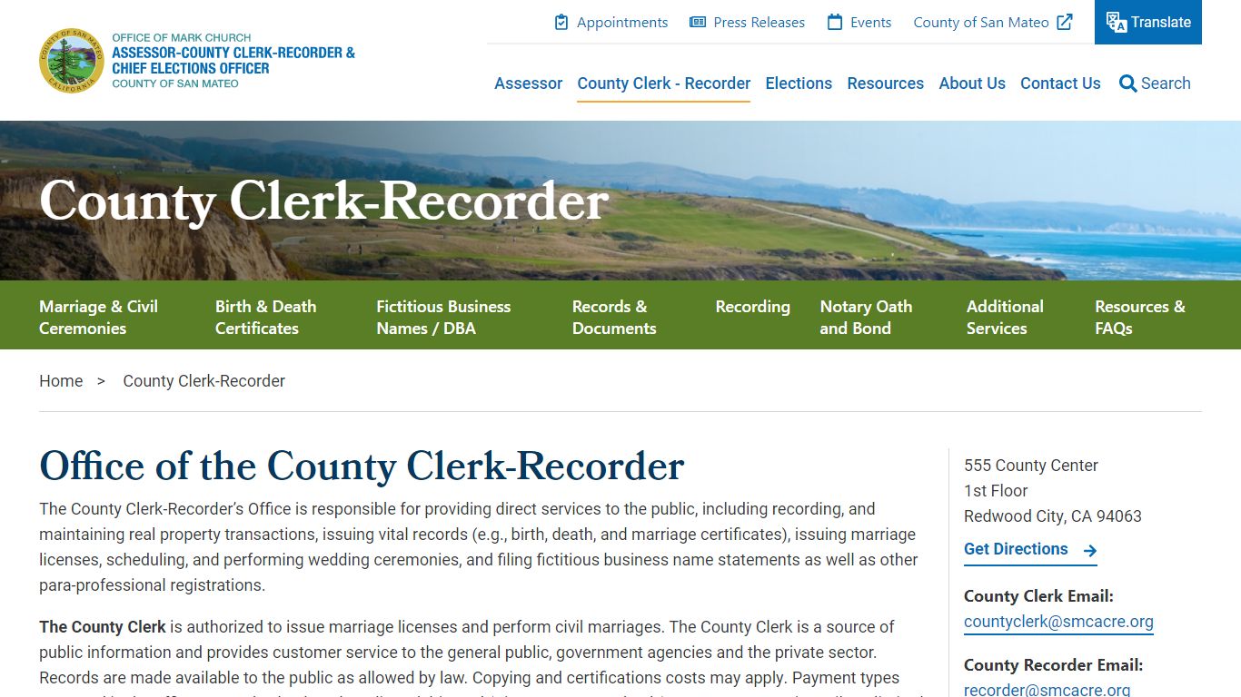 County Clerk-Recorder | San Mateo County Assessor-County Clerk-Recorder ...